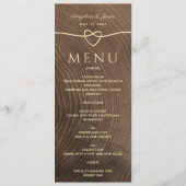 Rustieke Houten Bruiloft Menu (Voorkant)