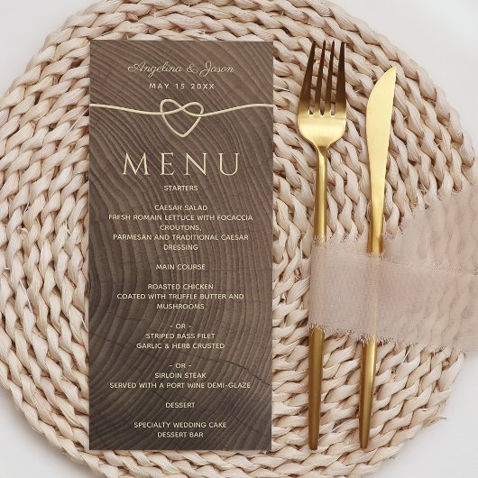 Rustieke Houten Bruiloft Menu