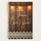 Rustieke Houten Bruiloft met Kant Planner (Voorkant)