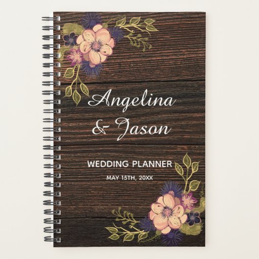Rustieke Houten Bruiloft Planner (Voorkant)
