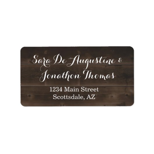 Rustieke houten bruiloft retour adres labels (Voorkant)