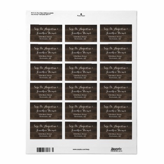 Rustieke houten bruiloft retour adres labels (Full Sheet)