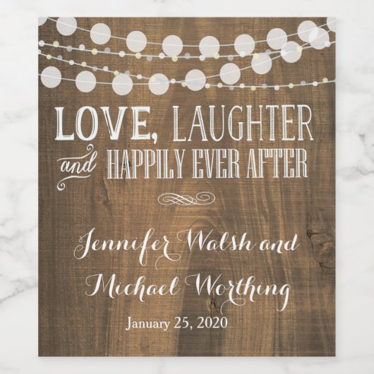 Rustieke houten bruiloft Verloving Custim wijnlabe Wijn Etiket (Enkel label)