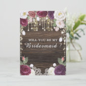Rustieke houten bruiloft zal je mijn bruidsmeisje kaart (Staand voorkant)