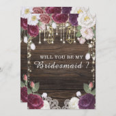 Rustieke houten bruiloft zal je mijn bruidsmeisje kaart (Voorkant / Achterkant)