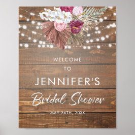 Rustieke Houten Bruiloftsshower Welkomstbord  Poster