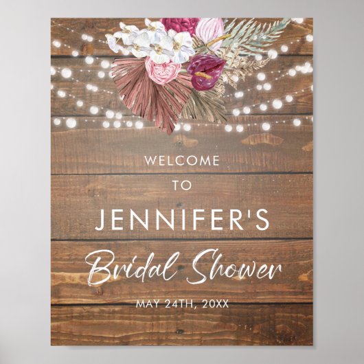 Rustieke Houten Bruiloftsshower Welkomstbord Poster (Voorkant)