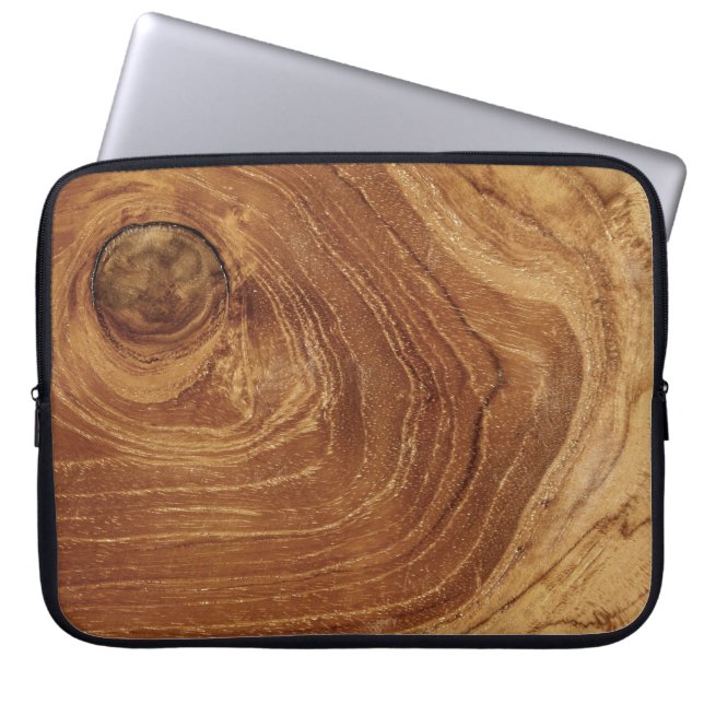 Rustieke houten bruine teak hout houtnerf textuur laptop sleeve (Voorkant)