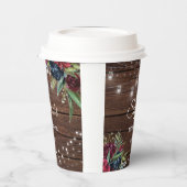 Rustieke Houten Burgundy Bloem Lichtjes Bruids- Papieren Bekers (Links)