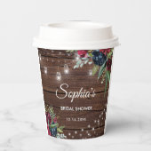 Rustieke Houten Burgundy Bloem Lichtjes Bruids- Papieren Bekers (Achterkant)