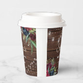 Rustieke Houten Burgundy Bloem Lichtjes Bruids- Papieren Bekers (Rechts)