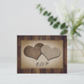 Rustieke houten burlap kant bruiloft RSVP Briefkaa Uitnodiging Briefkaart (Staand voorkant)