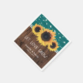 Rustieke Houten Burlap Kant Zonnebloem Blauwgroen  Servet (Hoek)