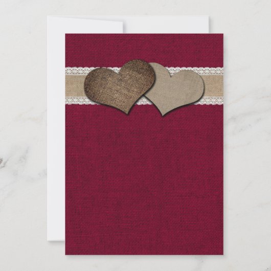 Rustieke houten burlap zonnebloem bordeaux bruilof kaart (Achterkant)