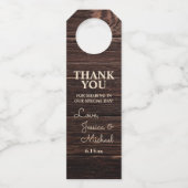 Rustieke houten crème bruiloft dank u flessenhanger (Voorkant)