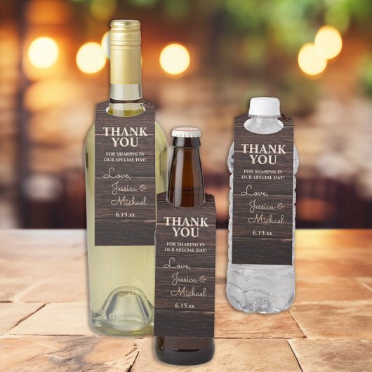 Rustieke houten crème bruiloft dank u flessenhanger