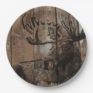 Rustieke houten eland papier borden papieren bordje