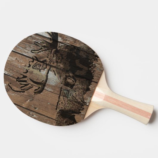 Rustieke houten eland ping pong paddle tafeltennisbatje (Zijkant)