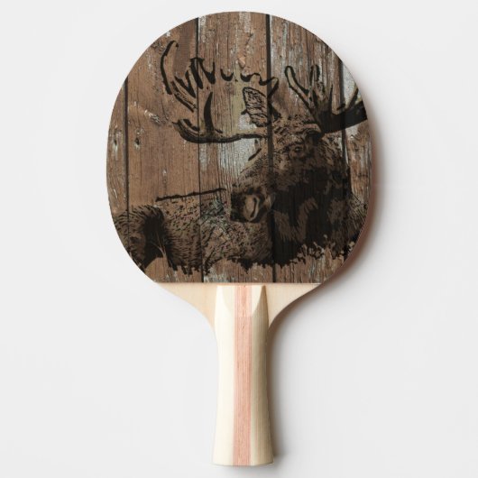 Rustieke houten eland ping pong paddle tafeltennisbatje (Voorkant)