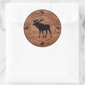 Rustieke houten elanden cirkel stickers (Tas)