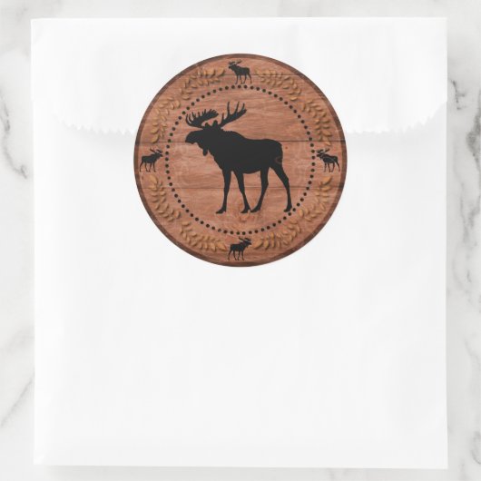 Rustieke houten elanden cirkel stickers (Tas)