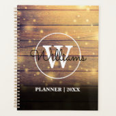 Rustieke Houten Elegante Script Monogram 2023 Planner (Voorkant)