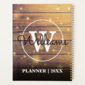 Rustieke Houten Elegante Script Monogram 2023 Planner (Achterkant)