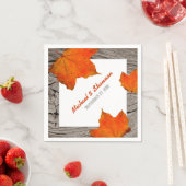 Rustieke houten en bladervallen bruiloft papieren servetten (Insitu)