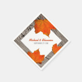 Rustieke houten en bladervallen bruiloft papieren servetten (Hoek)