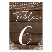 Rustieke Houten en Kant Land Bruiloft Tafelnummers (Voorkant)