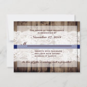 Rustieke Houten en Kant met Zonnebloem Wedding RSV RSVP Kaartje (Achterkant)