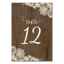 Rustieke Houten en Kant Tafelnummers