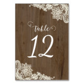 Rustieke Houten en Kant Tafelnummers (Voorkant)