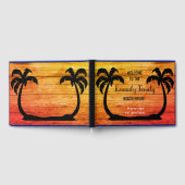 Rustieke houten en palmboom strandhuis welkom gastenboek (Volledig)