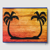 Rustieke houten en palmboom strandhuis welkom gastenboek (Achterkant)