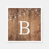 Rustieke Houten en Witte Lichten, Monogram Servet (Voorkant)