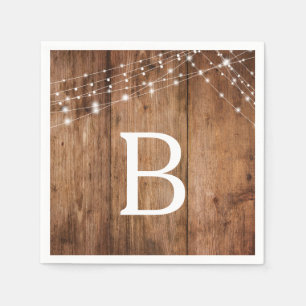 Rustieke Houten en Witte Lichten, Monogram Servet