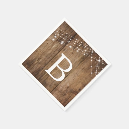 Rustieke Houten en Witte Lichten, Monogram Servet (Hoek)