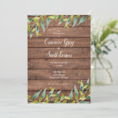 Rustieke Houten Eucalyptus Groene Huwelijk Kaart (Staand voorkant)
