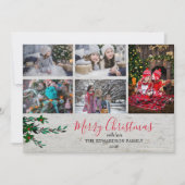 Rustieke houten familie collage bessen Kerstmis Feestdagenkaart (Voorkant)