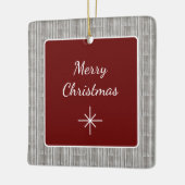 Rustieke houten familie eenvoudige kerst keramisch ornament (Links)