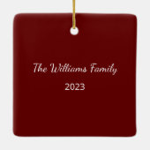 Rustieke houten familie eenvoudige kerst keramisch ornament (Achterkant)