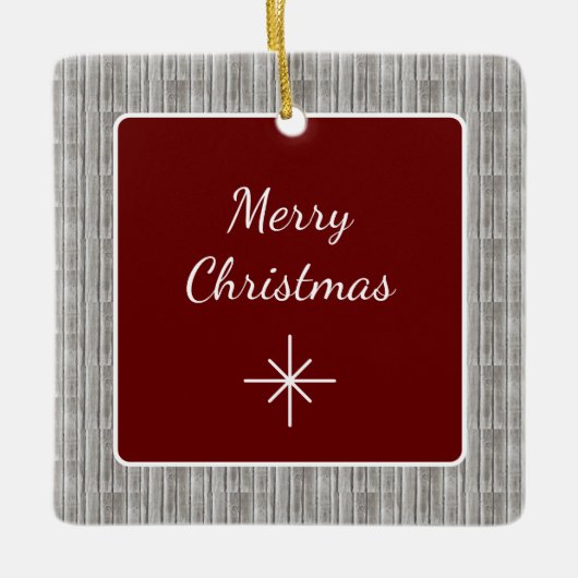 Rustieke houten familie eenvoudige kerst keramisch ornament (Voorkant)