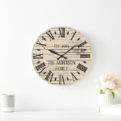 Rustieke houten familienaam met Romeinse cijfers i Grote Klok (Huis)