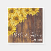 Rustieke Houten Felgele Zonnebloem Bruiloftsfeest  Servet (Voorkant)