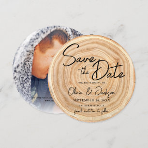 Rustieke Houten Foto Bruiloft Save the Date Kaart