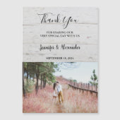 Rustieke houten foto Dank u land trouwkaart (Voorkant)