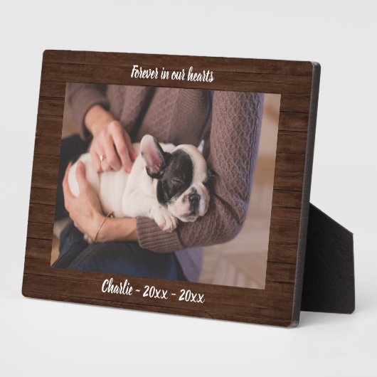 Rustieke houten foto hond aandenken herinneringste fotoplaat (Zijkant)