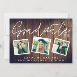 Rustieke Houten Fotocollage Afstudeercadeau Aankondiging