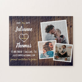 Rustieke Houten Fotocollage Elegante Trouwkaart Sa Legpuzzel